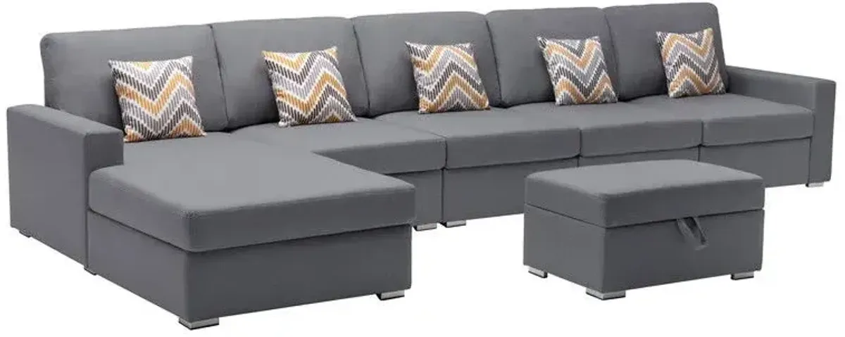 Nolan - Fabric 6 Piece Sectional Sofa With Pillows And Interchangeable Legs