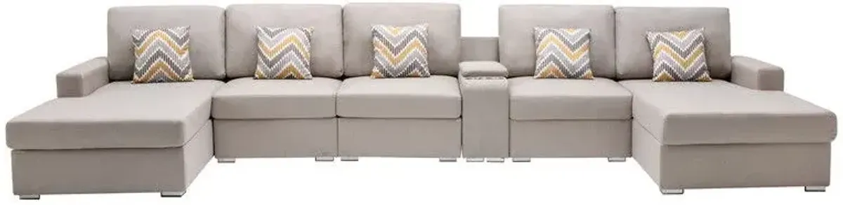 Nolan - Fabric 6 Piece Sectional Sofa With Pillows And Interchangeable Legs