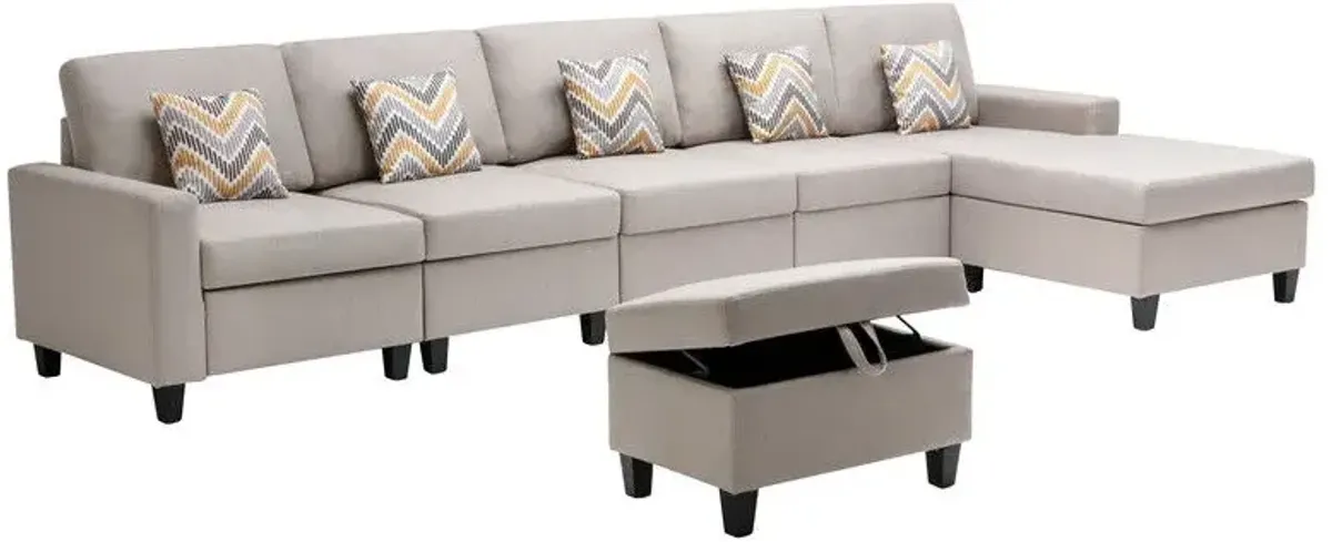 Nolan - Fabric 6 Piece Sectional Sofa With Pillows And Interchangeable Legs