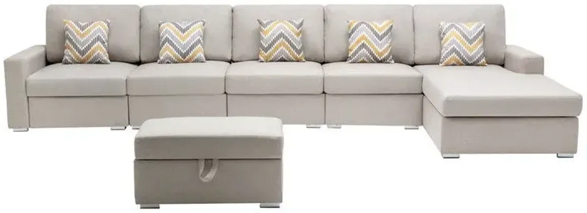 Nolan - Fabric 6 Piece Sectional Sofa With Pillows And Interchangeable Legs