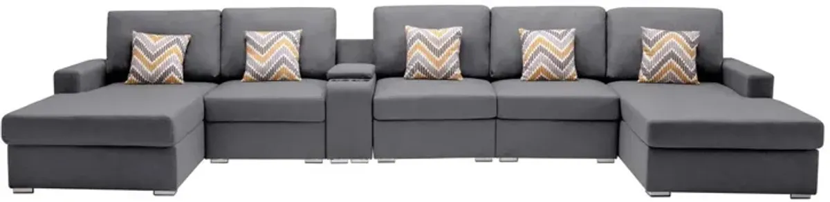 Nolan - Fabric 6 Piece Sectional Sofa With Pillows And Interchangeable Legs