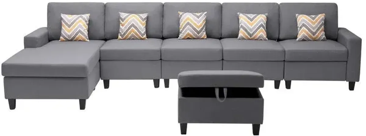 Nolan - Fabric 6 Piece Sectional Sofa With Pillows And Interchangeable Legs