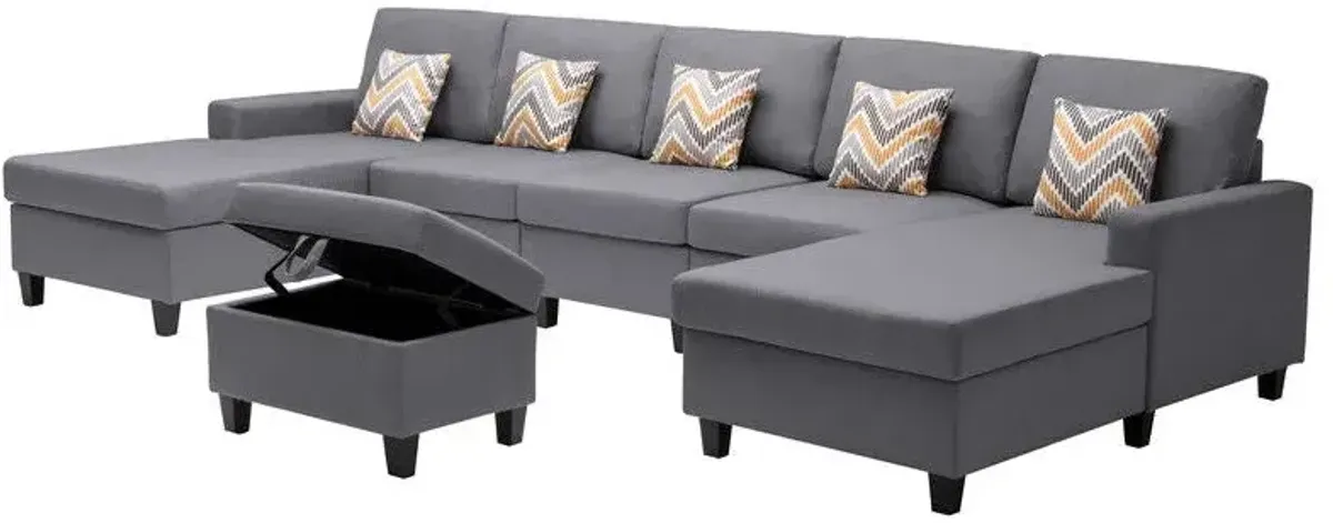 Nolan - Fabric 6 Piece Sectional Sofa With Pillows And Interchangeable Legs