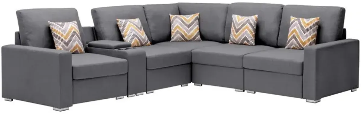 Nolan - Fabric 6 Piece Sectional Sofa With Pillows And Interchangeable Legs