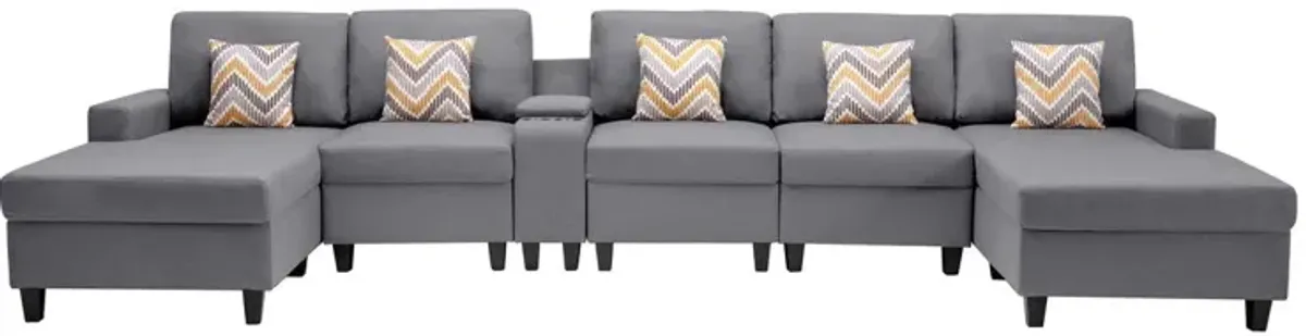 Nolan - Fabric 6 Piece Sectional Sofa With Pillows And Interchangeable Legs