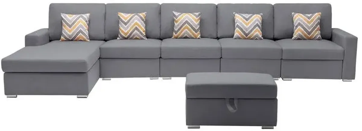 Nolan - Fabric 6 Piece Sectional Sofa With Pillows And Interchangeable Legs