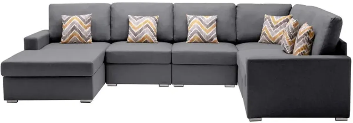 Nolan - Fabric 6 Piece Sectional Sofa With Pillows And Interchangeable Legs