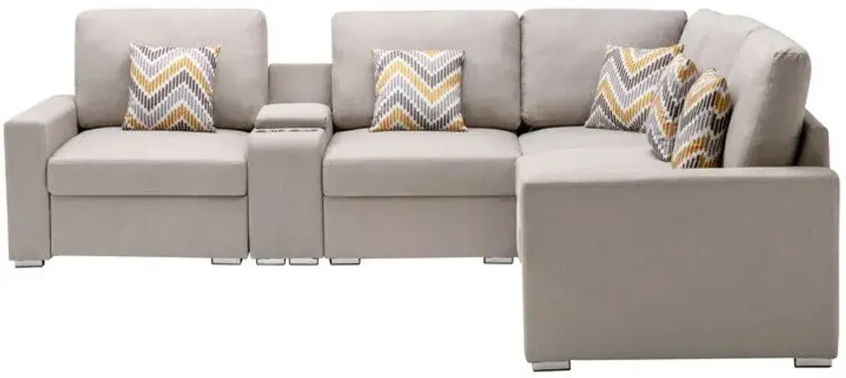 Nolan - Fabric 6 Piece Sectional Sofa With Pillows And Interchangeable Legs