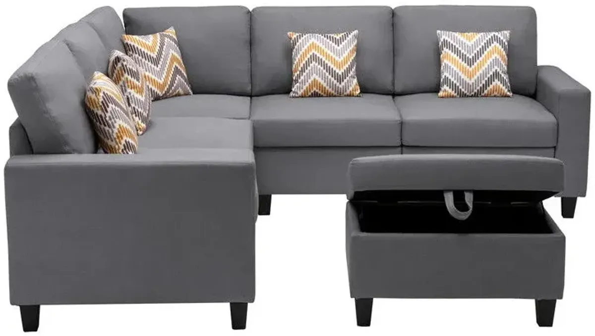 Nolan - Fabric 6 Piece Sectional Sofa With Pillows And Interchangeable Legs