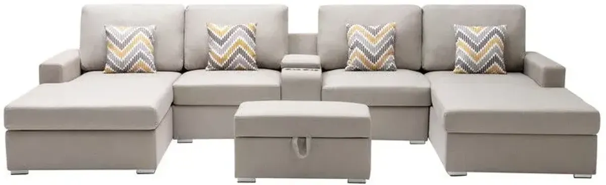 Nolan - Fabric 6 Piece Sectional Sofa With Pillows And Interchangeable Legs