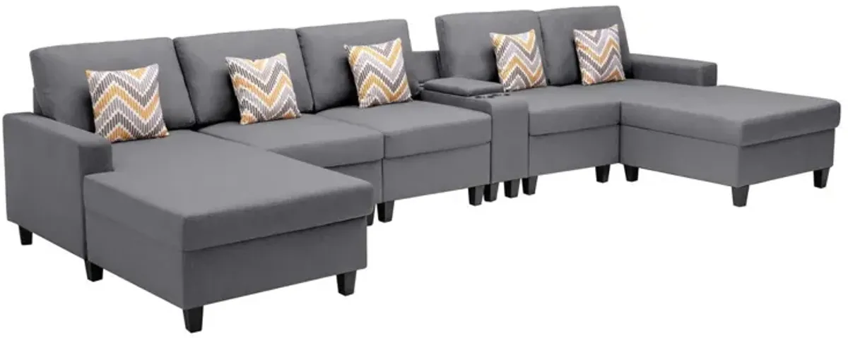 Nolan - Fabric 6 Piece Sectional Sofa With Pillows And Interchangeable Legs