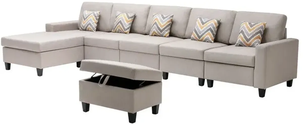 Nolan - Fabric 6 Piece Sectional Sofa With Pillows And Interchangeable Legs