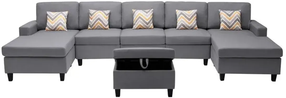 Nolan - Fabric 6 Piece Sectional Sofa With Pillows And Interchangeable Legs