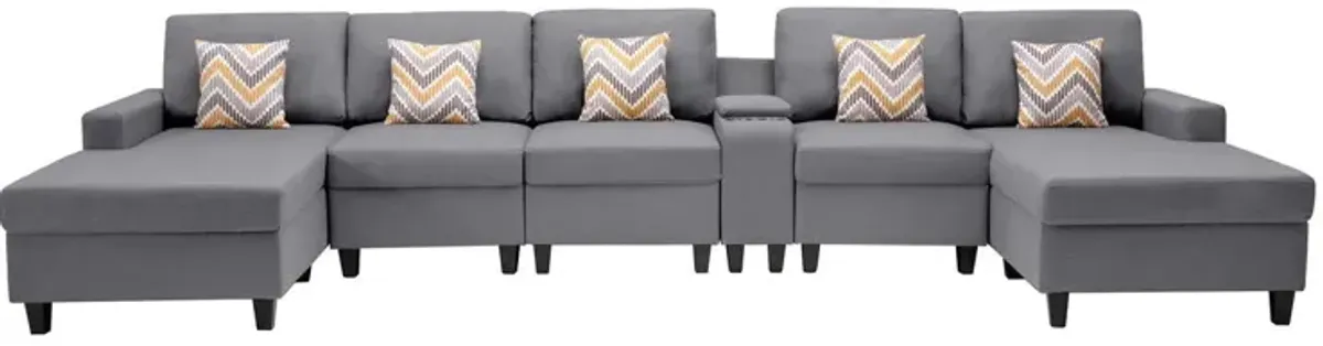 Nolan - Fabric 6 Piece Sectional Sofa With Pillows And Interchangeable Legs