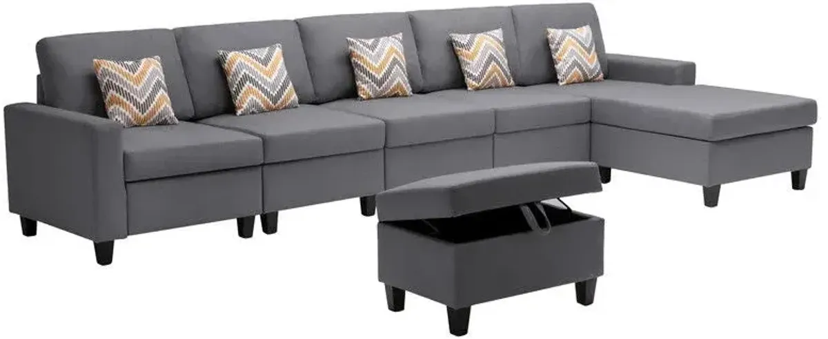 Nolan - Fabric 6 Piece Sectional Sofa With Pillows And Interchangeable Legs