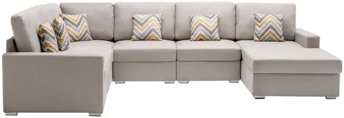 Nolan - Fabric 6 Piece Sectional Sofa With Pillows And Interchangeable Legs