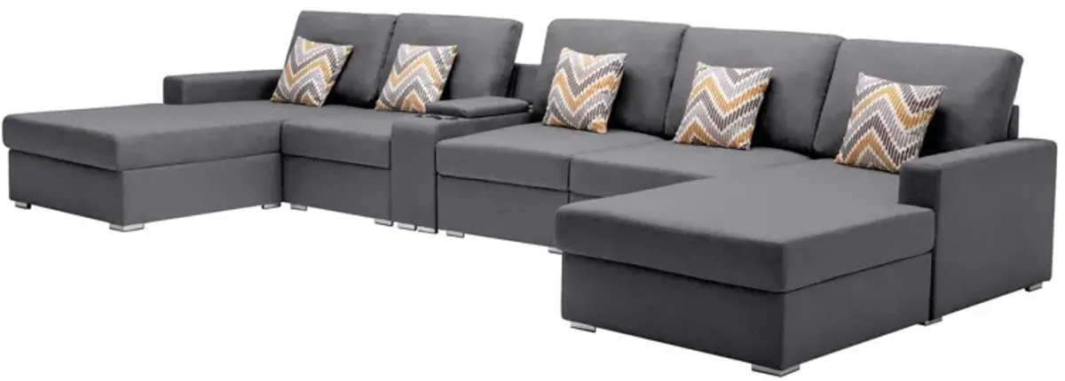 Nolan - Fabric 6 Piece Sectional Sofa With Pillows And Interchangeable Legs