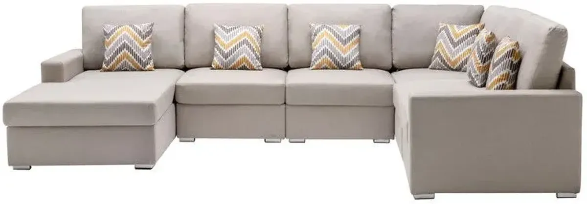 Nolan - Fabric 6 Piece Sectional Sofa With Pillows And Interchangeable Legs