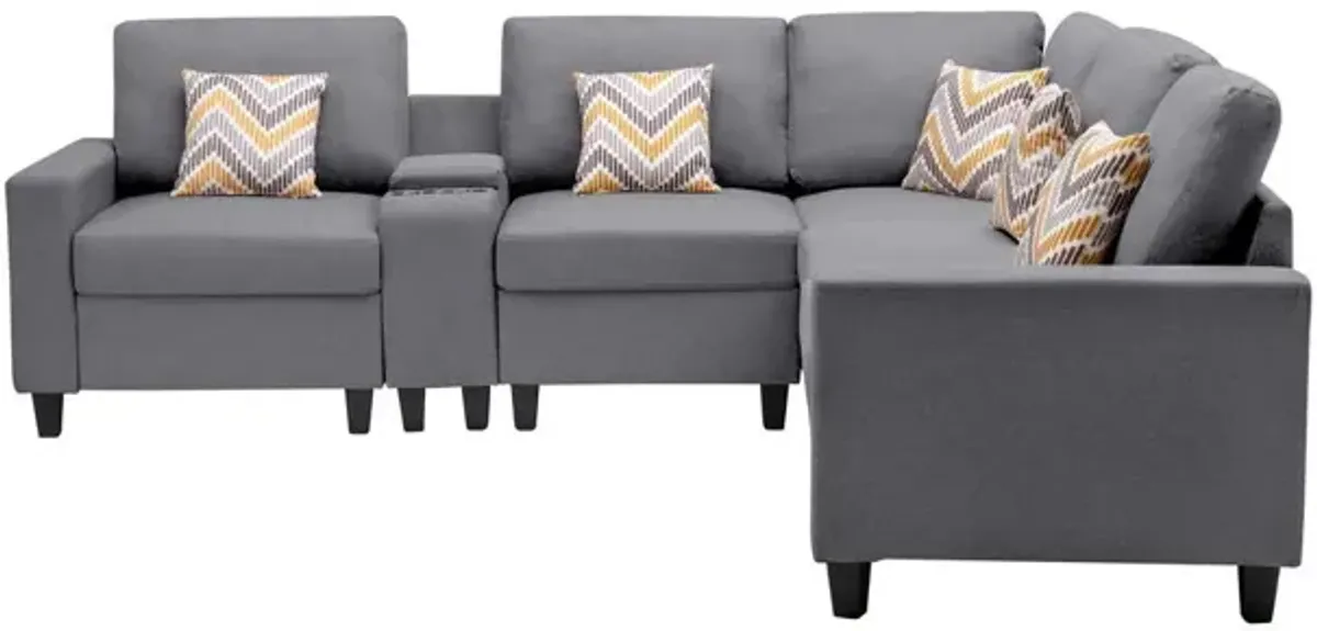 Nolan - Fabric 6 Piece Sectional Sofa With Pillows And Interchangeable Legs