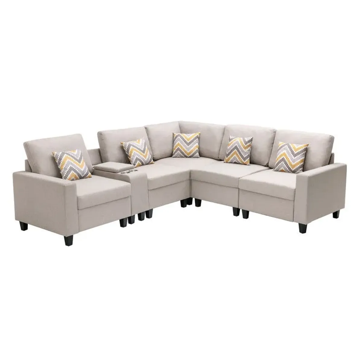 Nolan - Fabric 6 Piece Sectional Sofa With Pillows And Interchangeable Legs