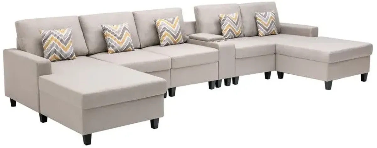 Nolan - Fabric 6 Piece Sectional Sofa With Pillows And Interchangeable Legs