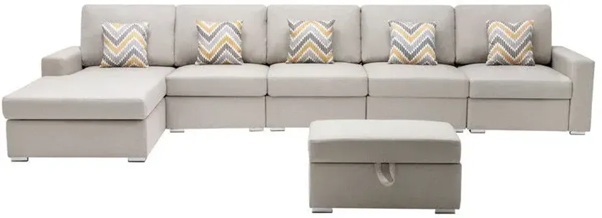 Nolan - Fabric 6 Piece Sectional Sofa With Pillows And Interchangeable Legs