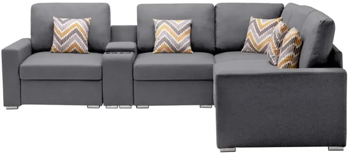 Nolan - Fabric 6 Piece Sectional Sofa With Pillows And Interchangeable Legs