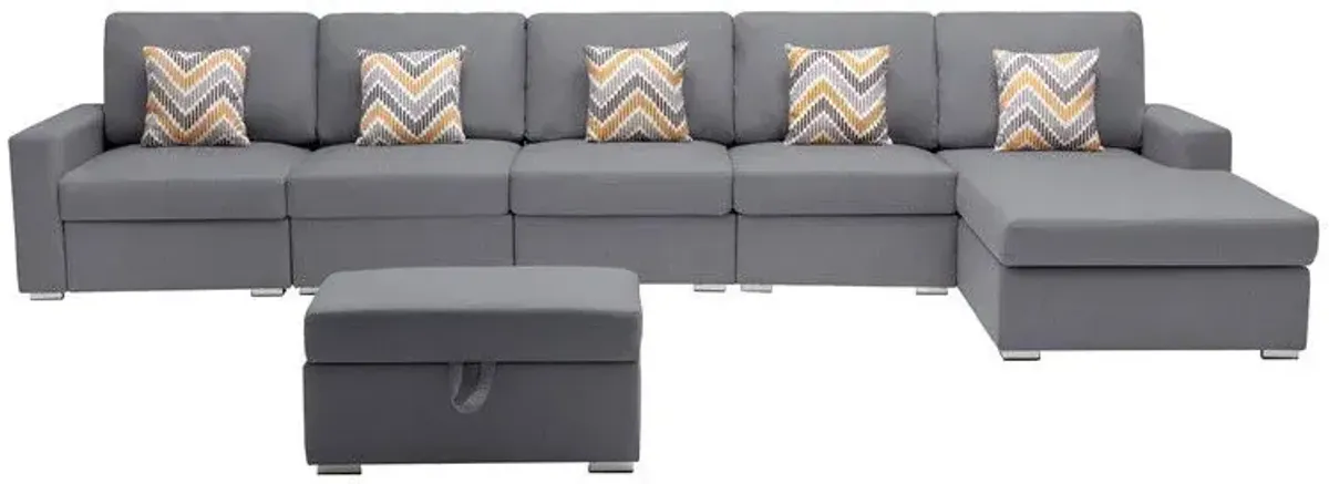 Nolan - Fabric 6 Piece Sectional Sofa With Pillows And Interchangeable Legs