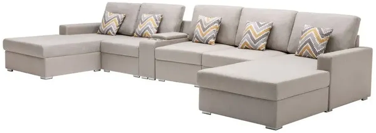 Nolan - Fabric 6 Piece Sectional Sofa With Pillows And Interchangeable Legs