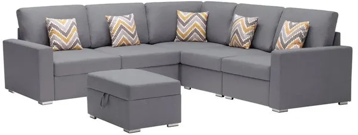 Nolan - Fabric 6 Piece Sectional Sofa With Pillows And Interchangeable Legs