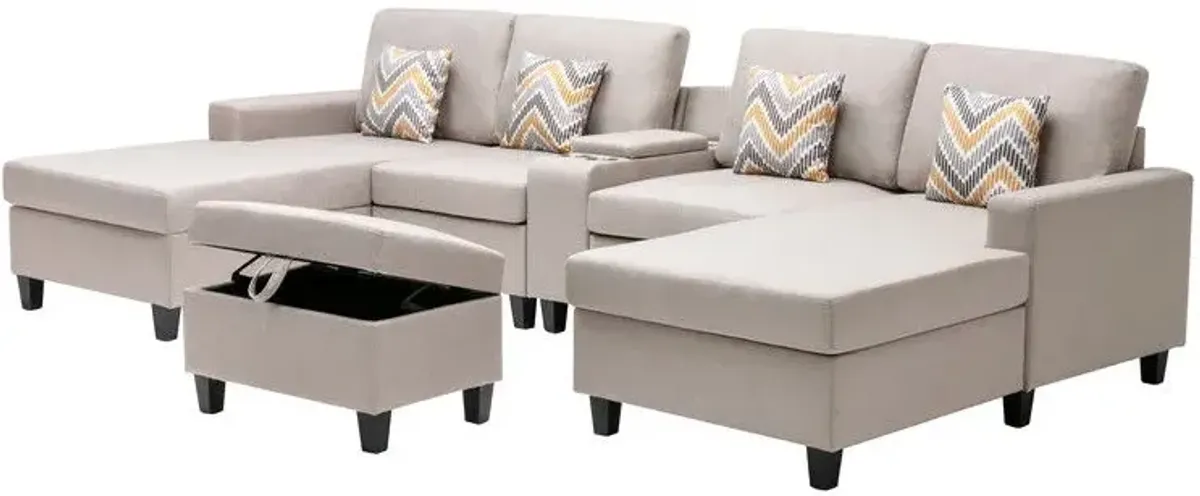 Nolan - Fabric 6 Piece Sectional Sofa With Pillows And Interchangeable Legs