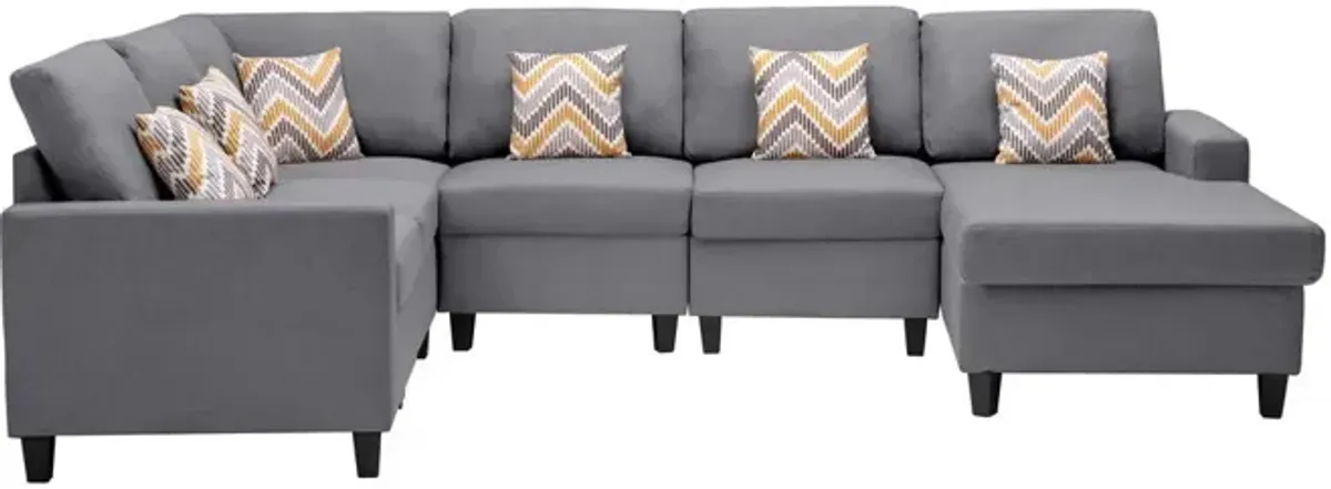 Nolan - Fabric 6 Piece Sectional Sofa With Pillows And Interchangeable Legs