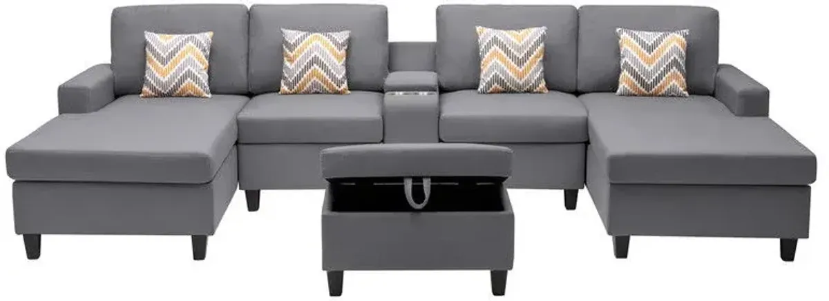 Nolan - Fabric 6 Piece Sectional Sofa With Pillows And Interchangeable Legs