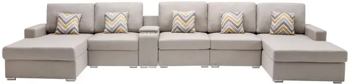 Nolan - Fabric 6 Piece Sectional Sofa With Pillows And Interchangeable Legs