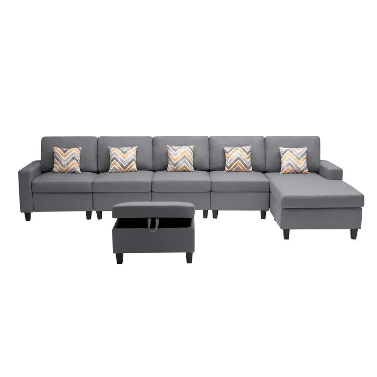 Nolan - Fabric 6 Piece Sectional Sofa With Pillows And Interchangeable Legs