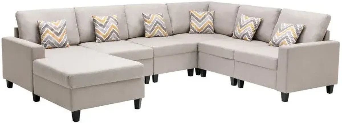 Nolan - Fabric 6 Piece Sectional Sofa With Pillows And Interchangeable Legs