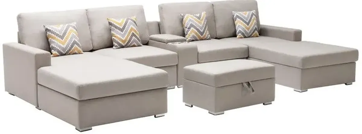 Nolan - Fabric 6 Piece Sectional Sofa With Pillows And Interchangeable Legs