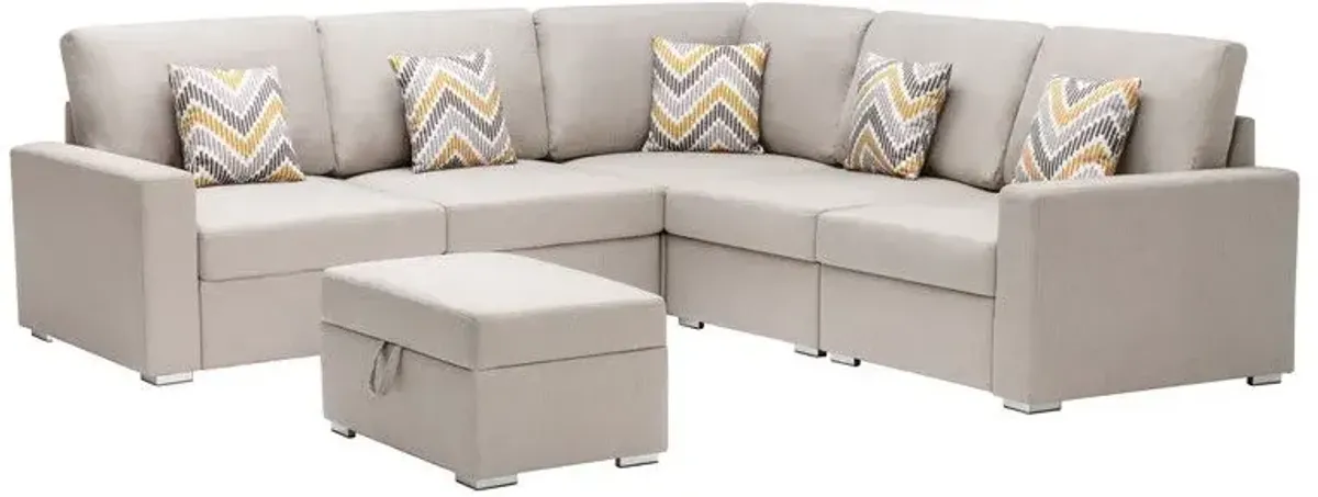 Nolan - Fabric 6 Piece Sectional Sofa With Pillows And Interchangeable Legs