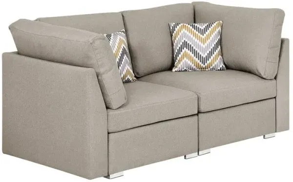 Amira - Fabric Loveseat Couch With Pillows