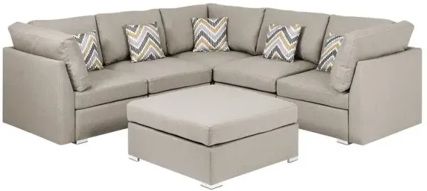 Amira - Fabric Reversible Sectional Sofa With Ottoman And Pillows