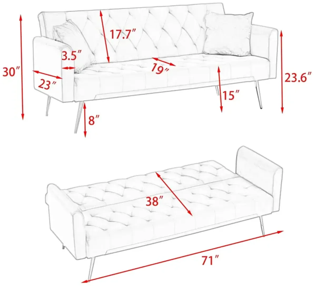 Convertible Double Folding Living Room Sofa Bed