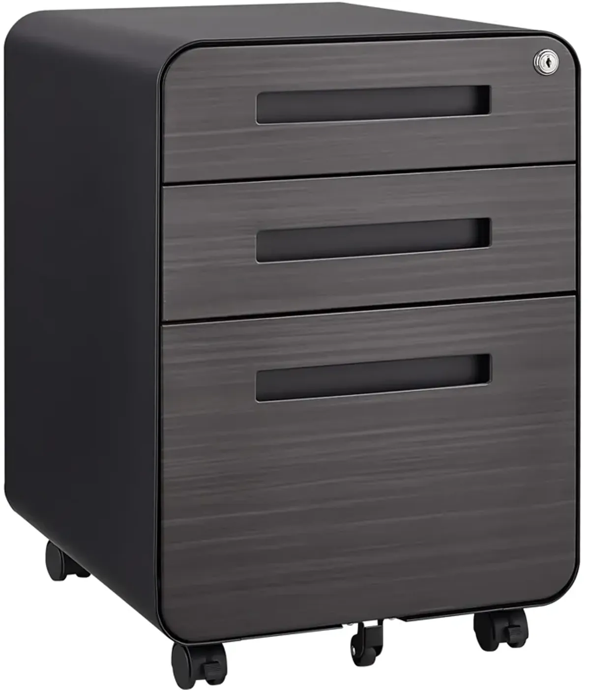 3 Drawer Mobile File Cabinet Under Desk Office, Simple Style Versatile Storage Cabinet For Legal / Letter / A4 Files, 5 Wheel Design Anti-Tilting Cold Rolled Steel Waterproof Moisture-Proof