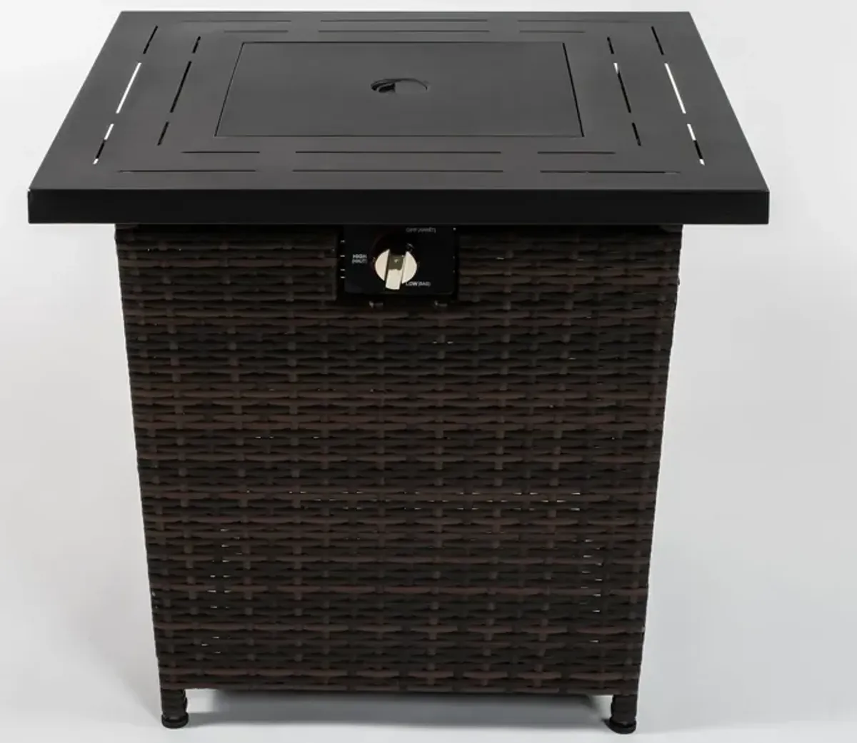 28" Wicker Square Fire Pit Table - Black Brown