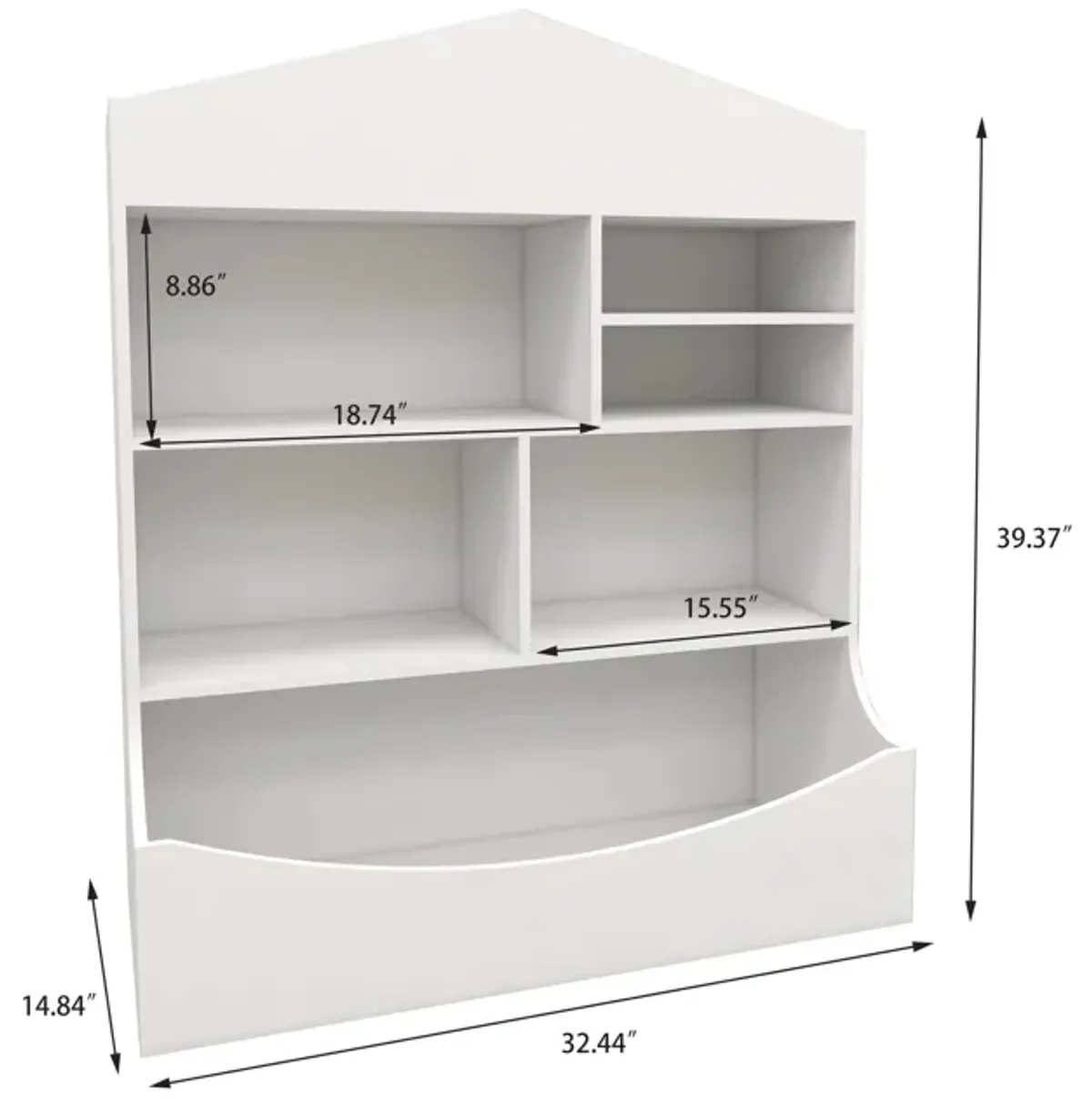 Children's Multi-Functional 7 Shelf Bookcase, Storage Display, Rack, Organizer - White