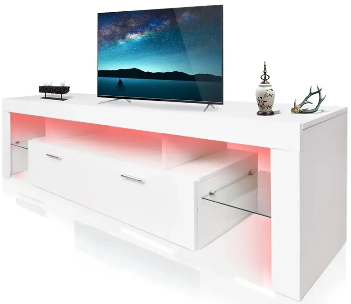 LED TV Stand Modern TV Stand With Storage Entertainment Center With Drawer TV Cabinet For Up To 75" For Gaming Living Room Bedroom