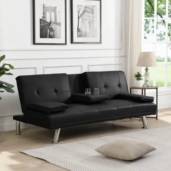 Futon Sofa Bed With Armrest Two Holders