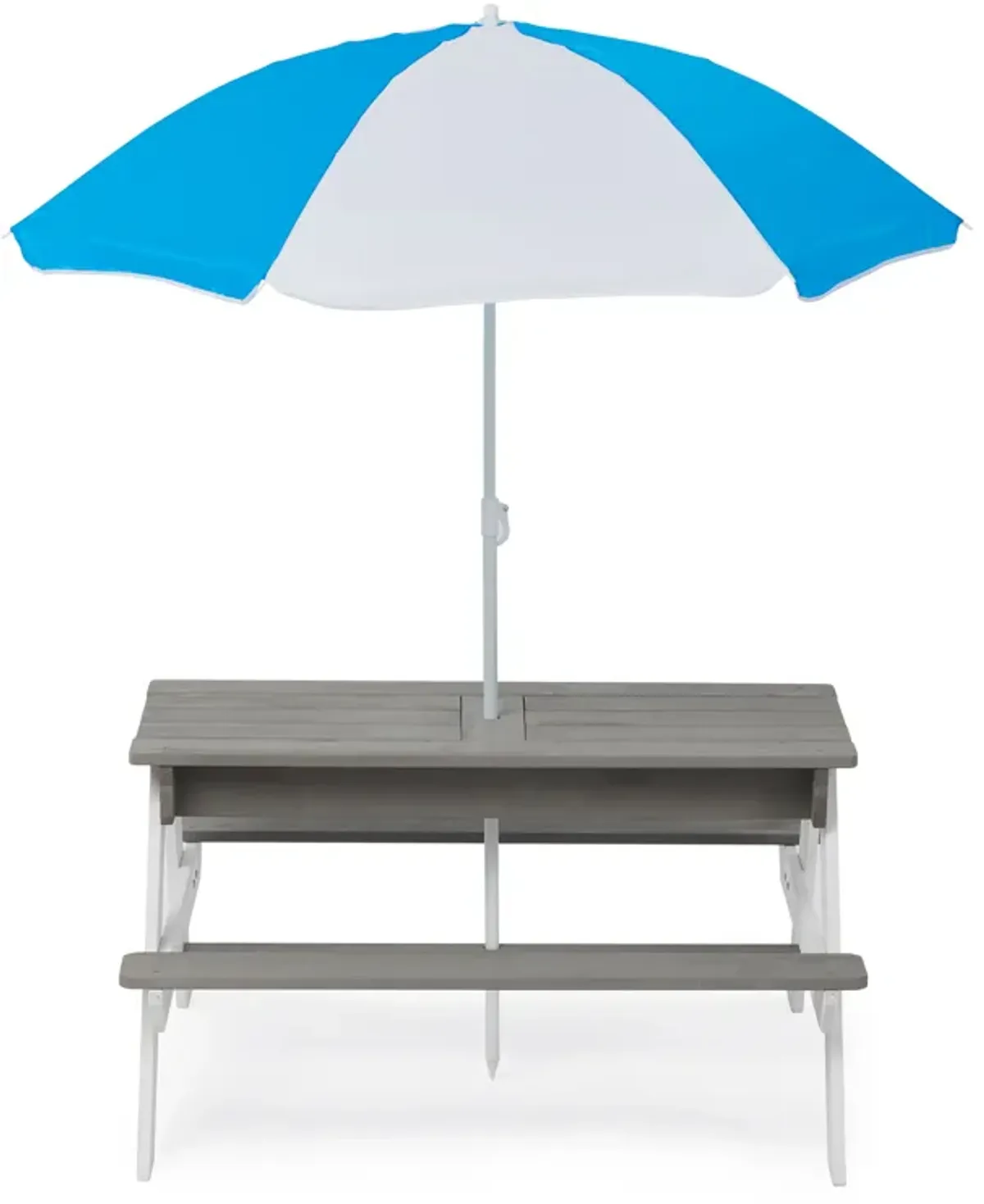 3-In-1 Kids Outdoor Wooden Picnic Table With Umbrella, Convertible Sand & Water, ASTM & CPSIA Certification