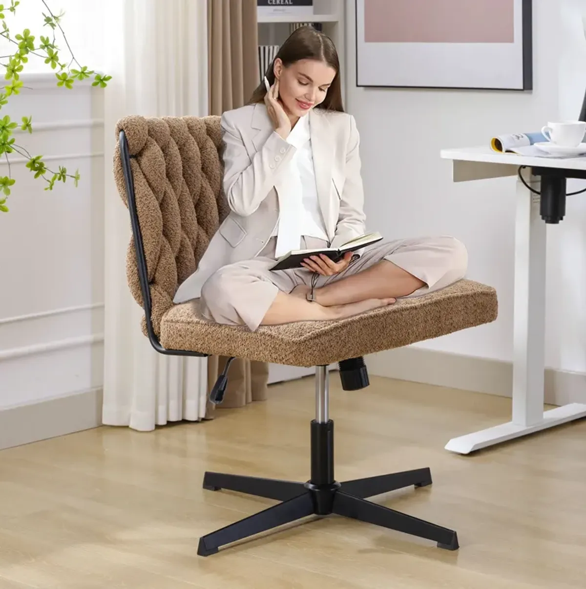 Armless Office Desk Chair No Wheels