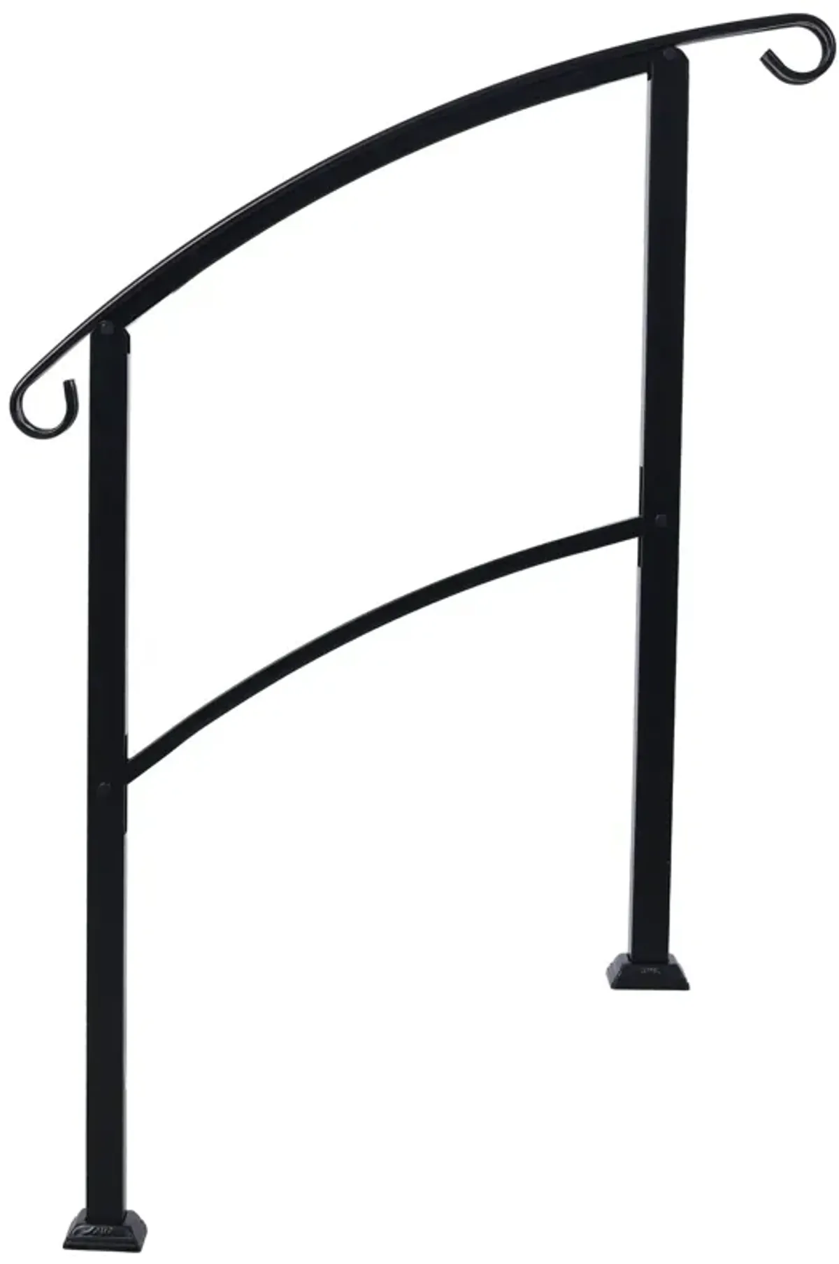 Handrails For Outdoor Steps, Fit 1 Or 3 Steps Outdoor Stair Railing, Flexible Front Porch Hand Rail, Transitional Handrails For Concrete Steps Or Wooden Stairs - Black