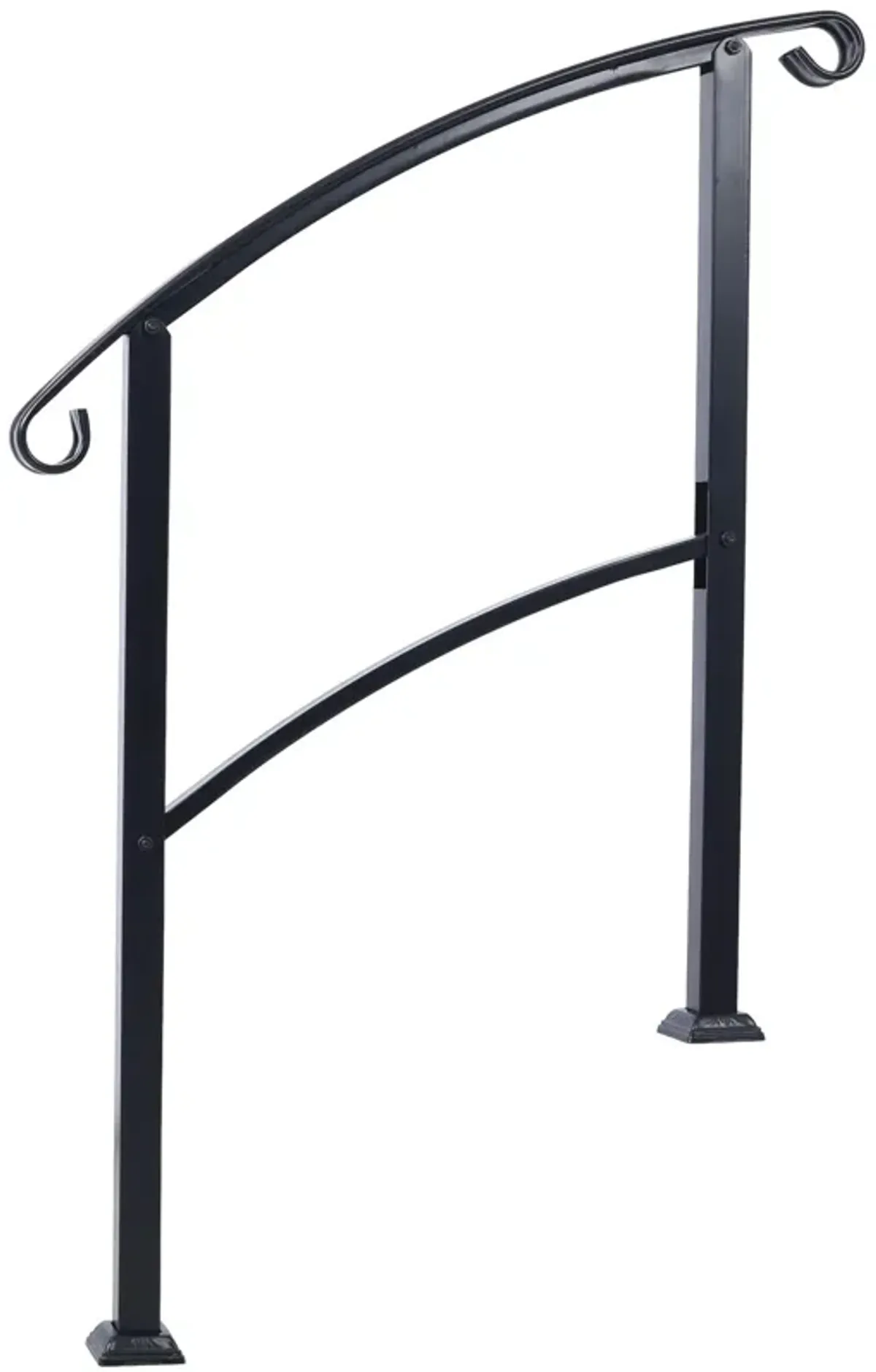 Handrails For Outdoor Steps, Fit 1 Or 3 Steps Outdoor Stair Railing, Flexible Front Porch Hand Rail, Transitional Handrails For Concrete Steps Or Wooden Stairs - Black